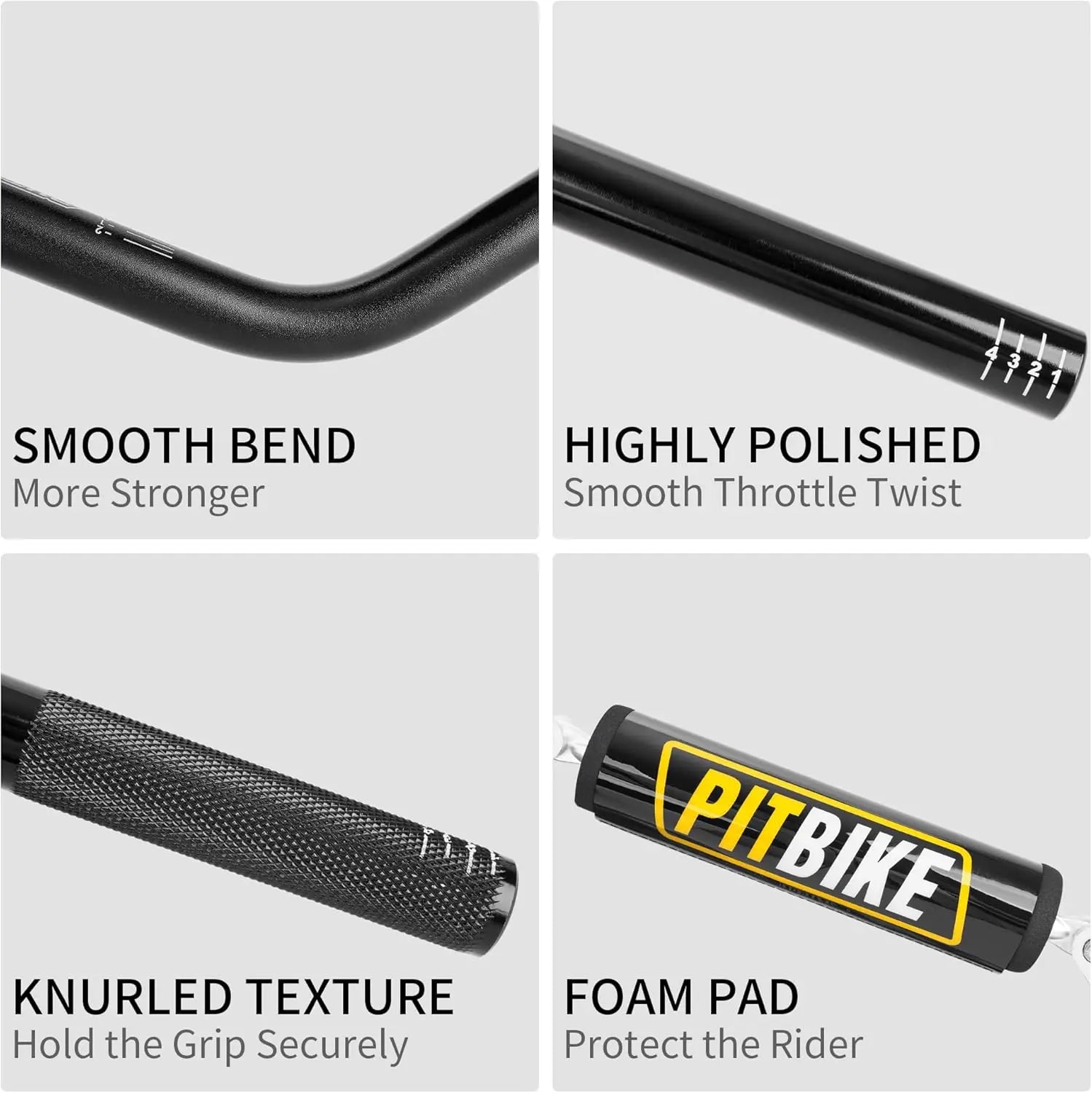 Handlebars 7/8 Inch for Motorcycle,Upgraded Universal Dirt Bike Handle Bar with Crossbar Pad Mid-Rise Mini Bike Pit Bike Handleb