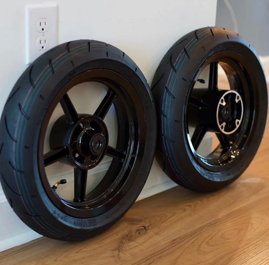 12” Kenda Curve Supermoto Wheel Set for Tuttio & Yozma Electric Dirt Bikes (Front & Rear)