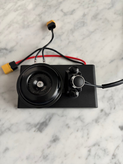 Battery powered horn [comes with a switch] can fit any bike.