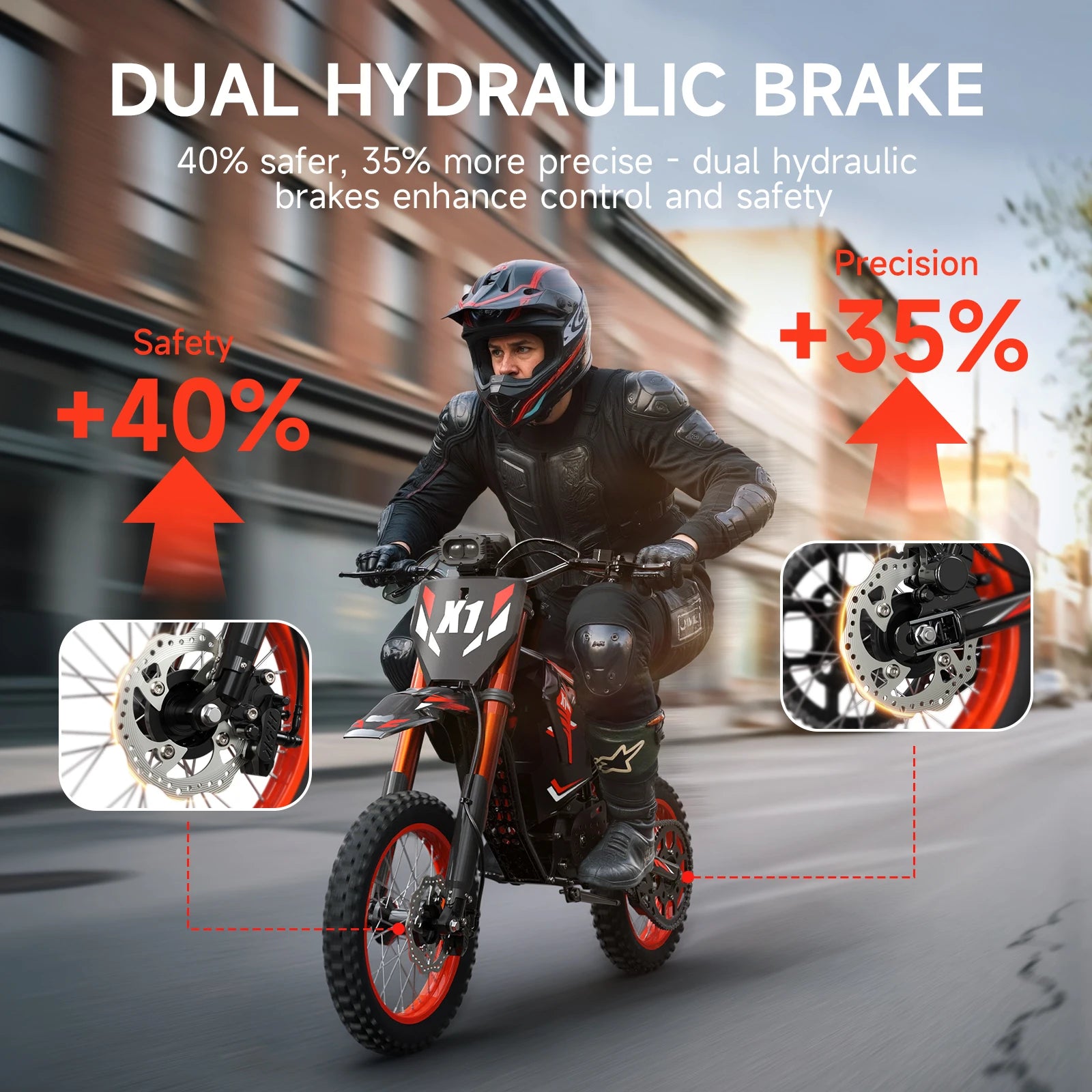 X1 Spark Electric Dirt Bike for Teens Adults 4500W Peak Electric Motorcycle 60V 28.8Ah E-Dirt Bike 60 Mile Range E-Bike
