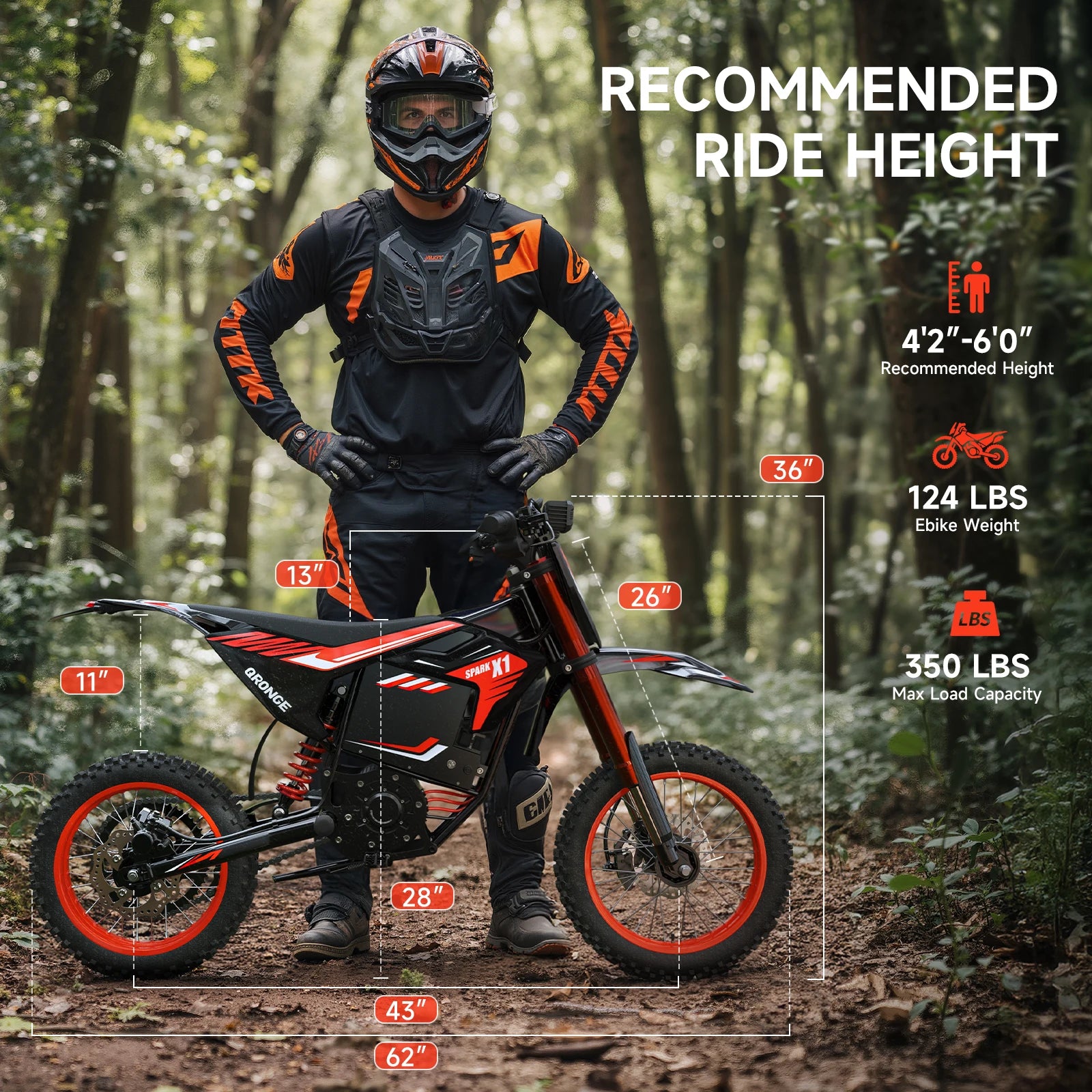 X1 Spark Electric Dirt Bike for Teens Adults 4500W Peak Electric Motorcycle 60V 28.8Ah E-Dirt Bike 60 Mile Range E-Bike