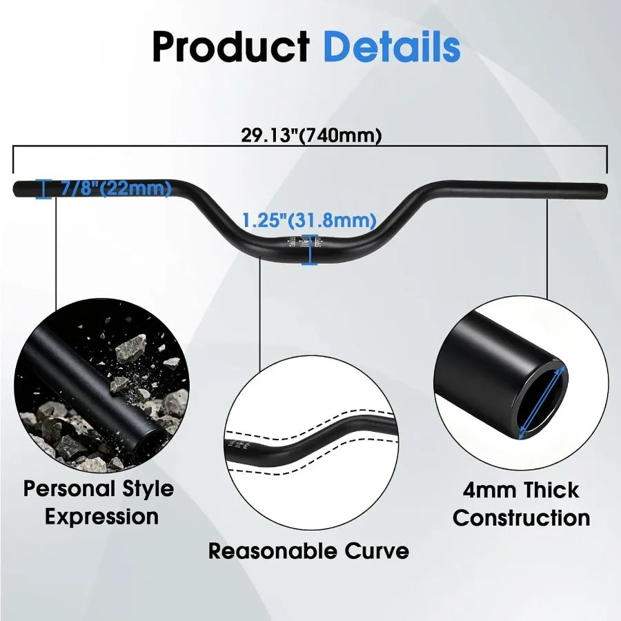 Motorcycle Heighten Handlebar 7/8" 22Mm Handle Bar 4MM Thickness CNC for Surron Sur Ron LBX Talaria Sting MX3/R MX4 Talaria XXX